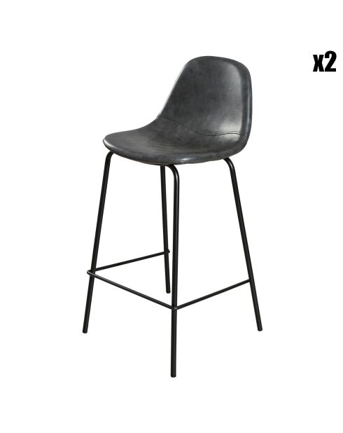 2 Chaises de bar John noires - 41x45x87 cm